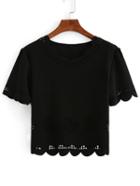 Shein Scalloped Hollow Out T-shirt