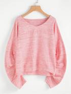 Shein Space Dye Gathered Sleeve Pullover