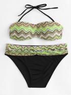 Shein Detachable Straps Chevron Bikini Set