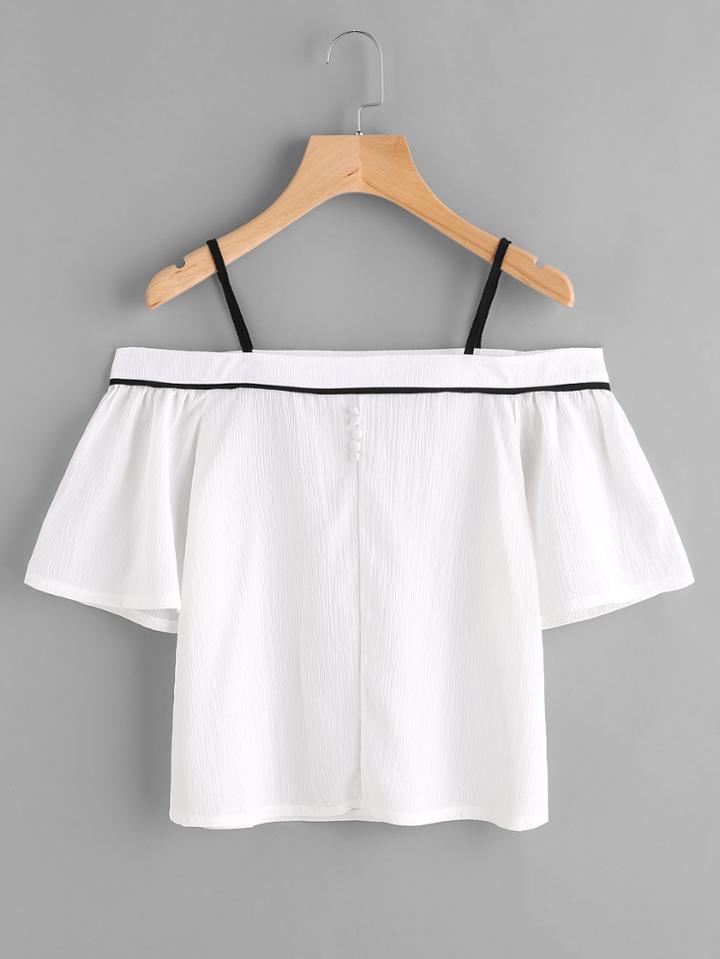 Shein Contrast Trim Cold Shoulder Top