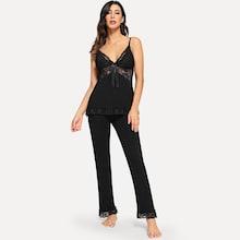 Shein Lace Trim Cami Top & Pants Pj Set
