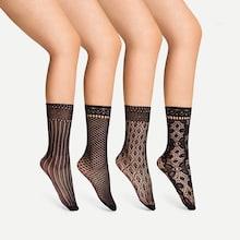 Shein Mixed Pattern Net Socks 4pairs