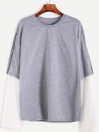 Shein Light Grey Tape Trim 2 In 1 T-shirt