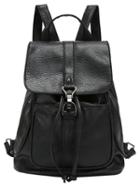 Shein Black Buckle Drawstring Pu Backpacks