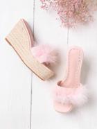 Shein Faux Fur Decorated Woven Wedges