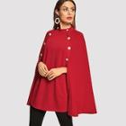 Shein Double Button Mock-neck Poncho Coat