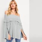 Shein Fringe Detail Flounce Foldover Front Poncho Sweater