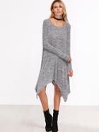 Shein Grey Marled Knit Asymmetric Dress