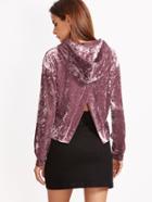 Shein Purple Drop Shoulder Split Back Velvet Hoodie