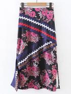 Shein Wave Patterned Split Side Long Skirt