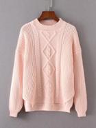 Shein Cable Knit Dip Hem Sweater