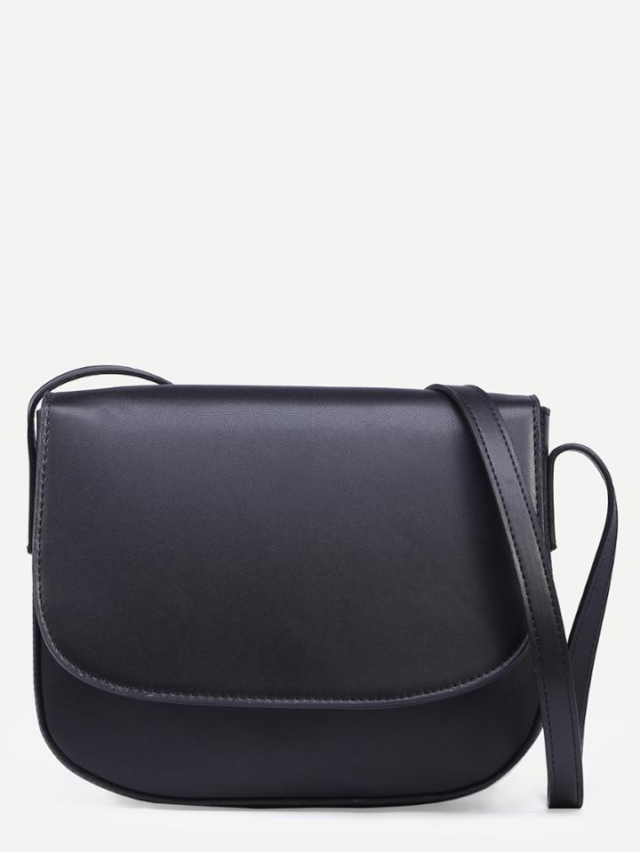 Shein Black Faux Leather Magnetic Closure Flap Bag