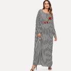 Shein Embroidery Applique Stripe Oversized Dress