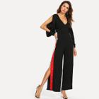 Shein Slit Sleeve Snap Button Side Jumpsuit
