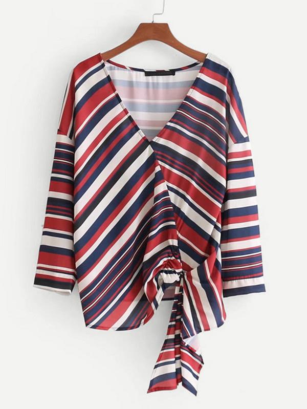 Shein Multi Striped Wrap Top