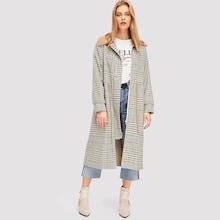 Shein Fleece Collar Plaid Coat