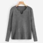 Shein Plus Solid V-neck Jumper