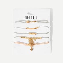 Shein Arrow & Heart Detail Bracelet Set 5pcs