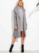 Shein Grey Drape Collar Open Front Duster Coat