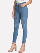 Shein Pearl Embellished Ripped Detail Jeans