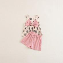 Shein Girls Bow Back Pep Hem Top With Shorts