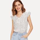 Shein V Neck Knot Dot Blouse