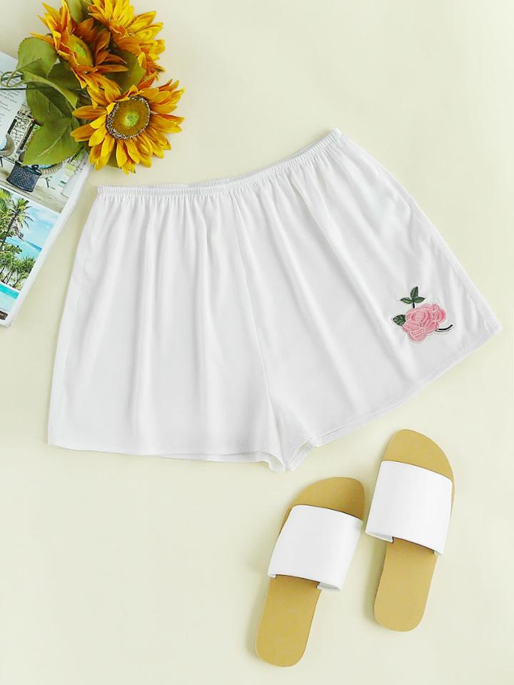 Shein Rose Embroidered Legging Shorts