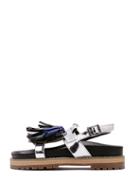 Shein Silver Peep Toe Fringe Buckle Strap Sandals