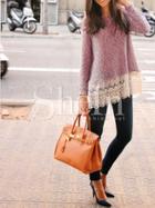 Shein Burgundy Lace Embroidered Hem Blouse