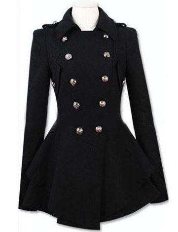 Shein Black Lapel Double Breasted Frock Coat