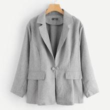 Shein Plus Double Button Princess Seam Detail Blazer