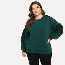 Shein Plus Contrast Faux Fur Sweatshirt