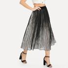 Shein Pleated Stripe Chiffon Skirt