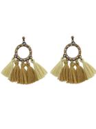 Shein Khaki Boho Circle With Tassel Big Statement Earrings