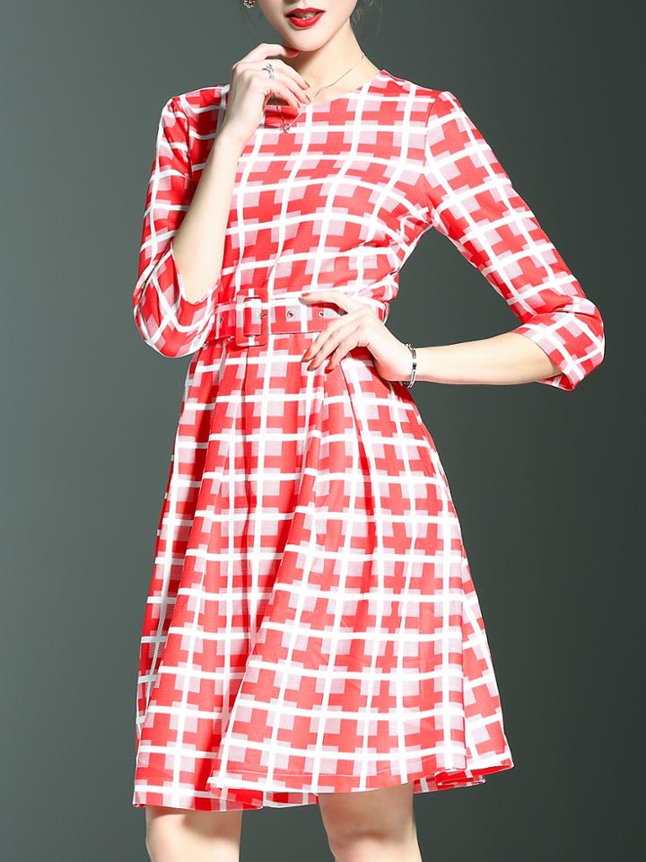 Shein Red Cross Obi A-line Dress