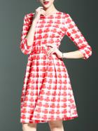 Shein Red Cross Obi A-line Dress