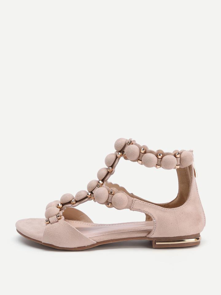 Shein Caged Detail Zipper Back Flat Sandals