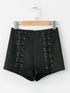 Shein Criss Cross High Waist Suede Shorts