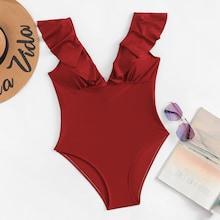 Shein V-plunge Ruffle One Piece Swimsuit