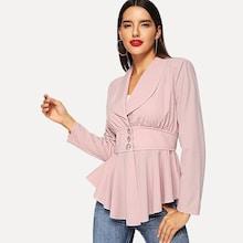 Shein Button Front Waterfall Peplum Coat