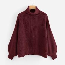 Shein Plus Turtleneck Dolman Sleeve Solid Sweater