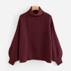Shein Plus Turtleneck Dolman Sleeve Solid Sweater