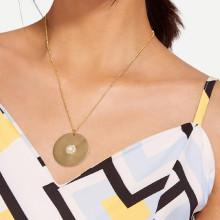 Shein Faux Pearl Detail Round Pendant Chain Necklace