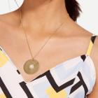 Shein Faux Pearl Detail Round Pendant Chain Necklace