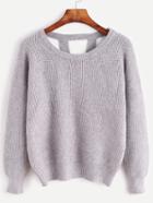 Shein Grey Drop Shoulder Cut Out Back Sweater