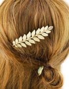 Shein Gold Plated Leaf Shape Hair Comb