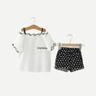 Shein Toddler Girls Cold Shoulder Top With Shorts