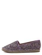 Shein Purple Round Toe Embroidered Slip-on Flats