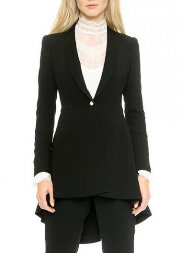 Rosewe Enchanting Solid Black Long Sleeve Coat For Woman