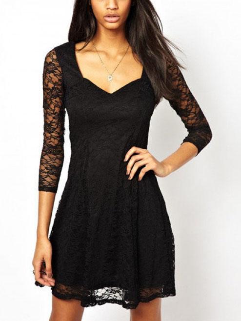 Shein Lacy V Neck Lace Dress